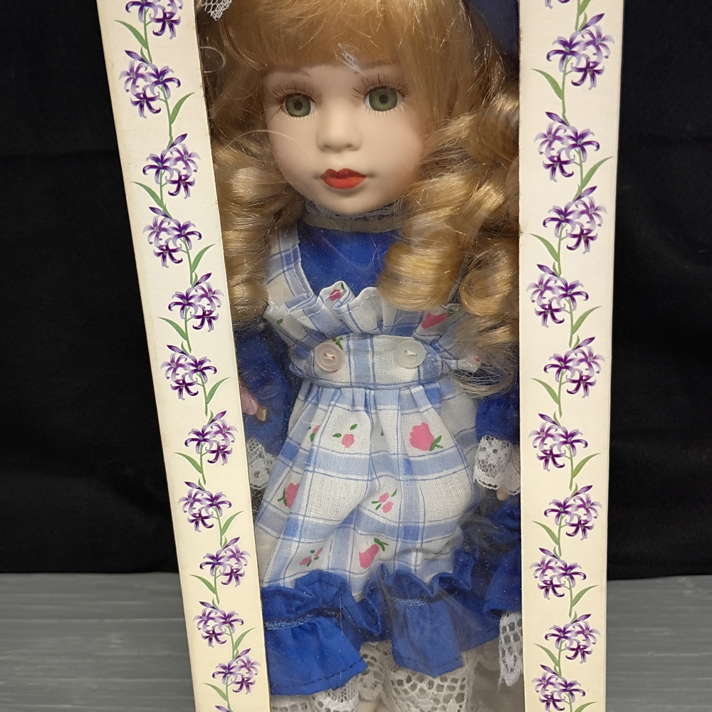Porcelain Doll with Blue Dress